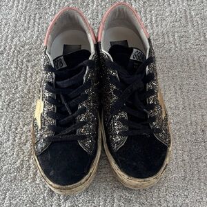 Golden Goose Limited Edition Black and Gold Glitter Sneakers